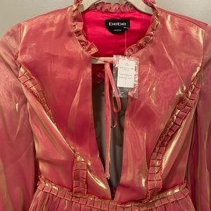 NWT Bebe Open Back Pink Iridescent Mini Dress